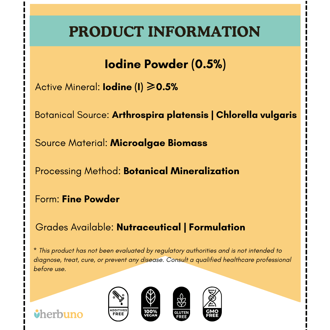 Iodine (0.5%) — from Spirulina & Chlorella - Bulk Supplier India